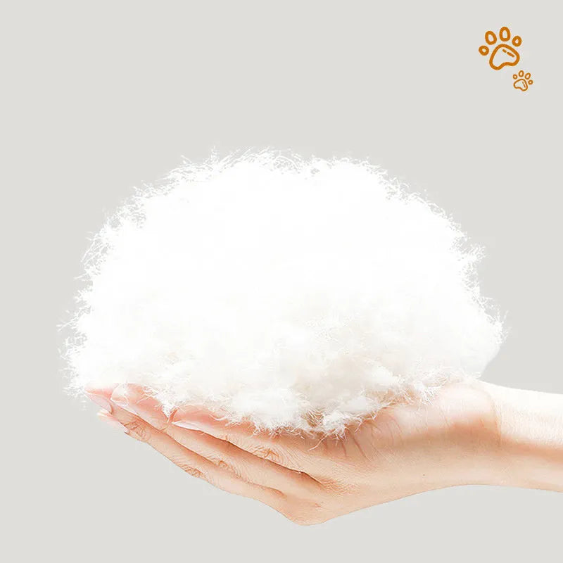 Greyish white pet shell nest for cats and dogs with rabbit fur and PP cotton filling in three sizes