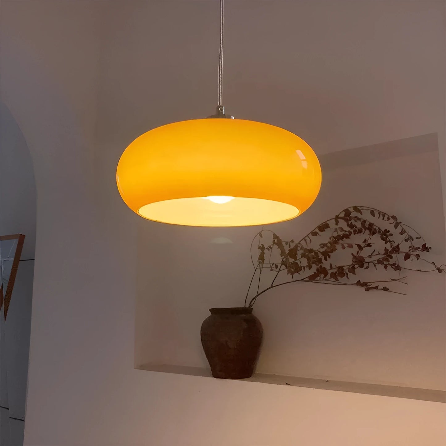 Bauhaus three headed egg tart pendant light with milk white glass shades