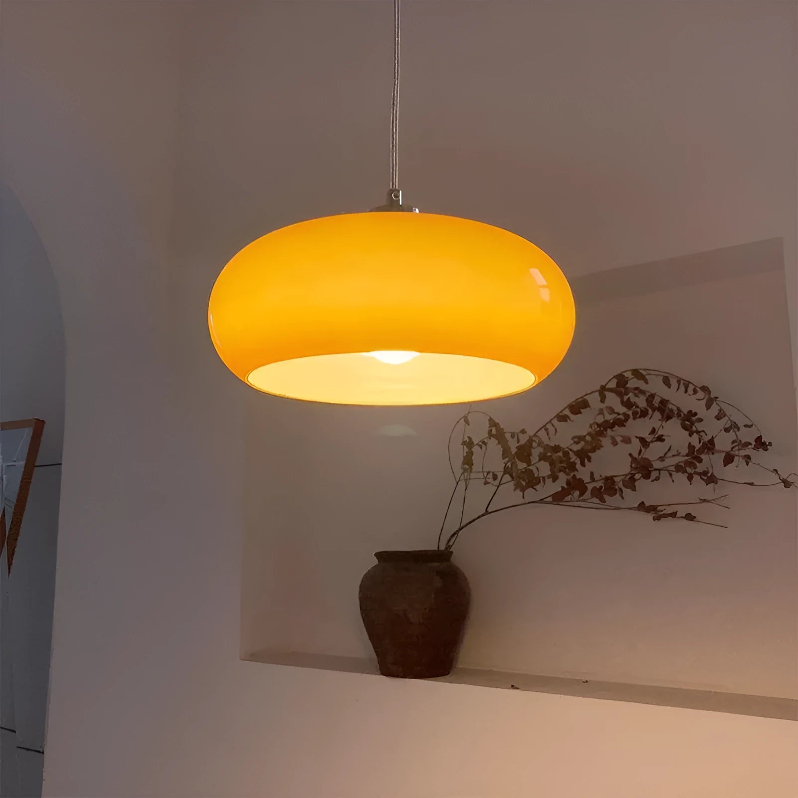 Bauhaus three headed egg tart pendant light with milk white glass shades