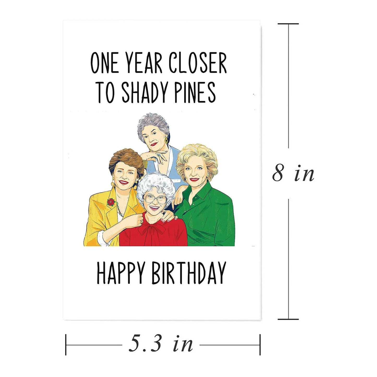 Simple modern birthday greeting card with choice of coloured envelopes: yellow, purple, pink, red, and kraft paper.