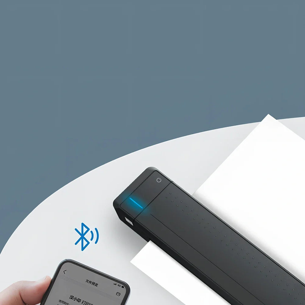 Black wireless Bluetooth A4 paper printer, 310.5x63.5x39.5mm, 15mm/s speed, USB-C port