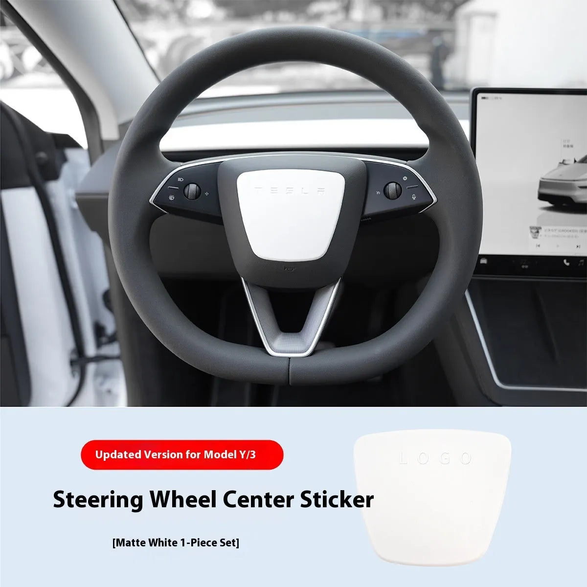 White plastic steering wheel patch cover for car interior renewal and scratch protection