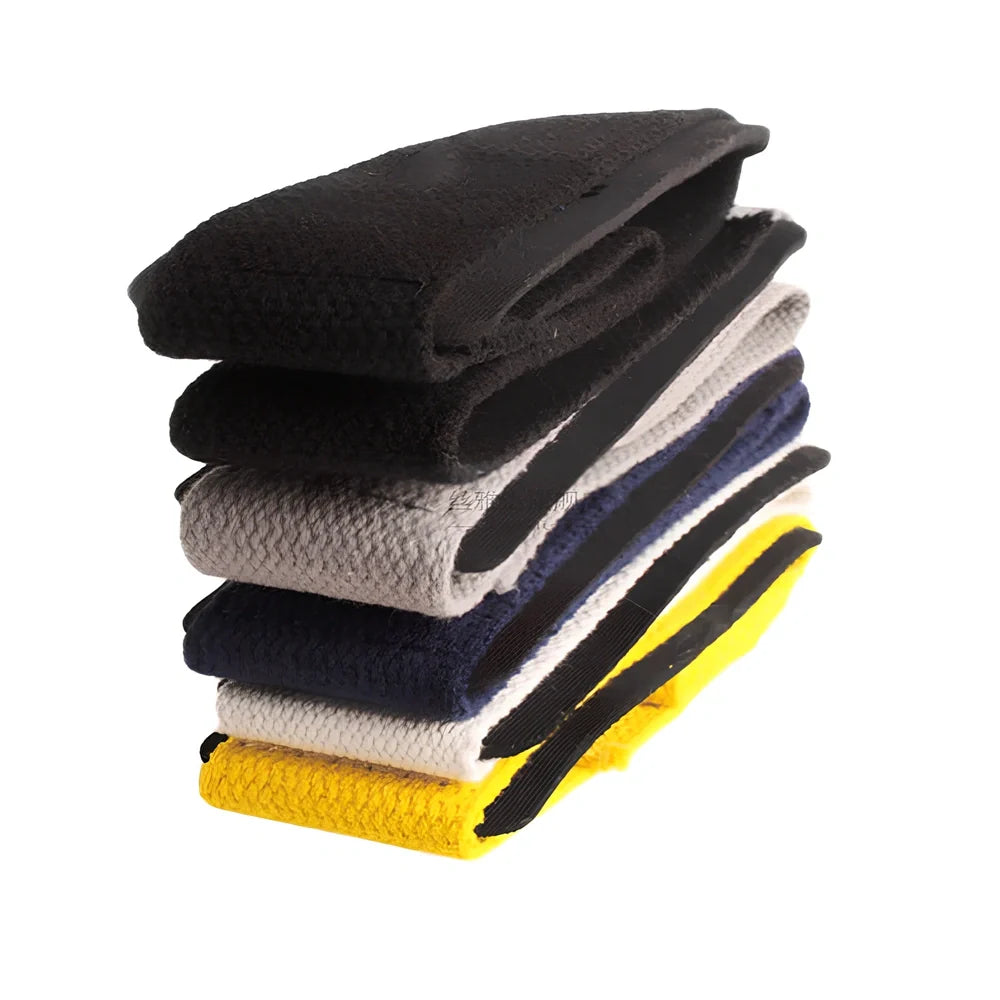 Pair of grey weightlifting straps with 5cm width wrapped around barbell