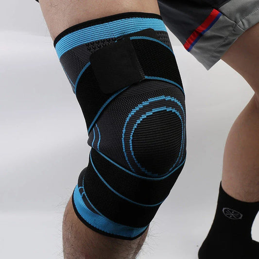 Durable sports knee brace with premium materials, 3D weaving technology, and customizable pressure belt design for active lifestyles