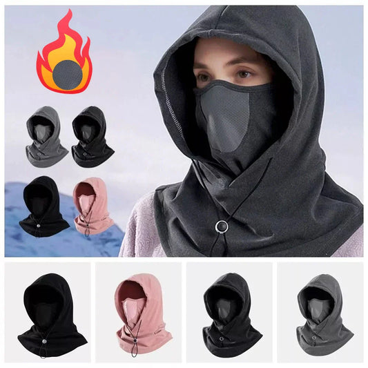 Premium fleece face mask and neck warmer with 360-degree coverage, adjustable drawstring, and versatile design for winter outdoor activities