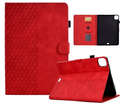 Diamond frosted leather iPad Pro 11 case with built-in card holder slots shown open.