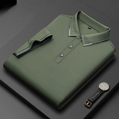 A man's mulberry silk short-sleeved T-shirt in a regular fit, shown in a light colour, highlighting its thin fabric.