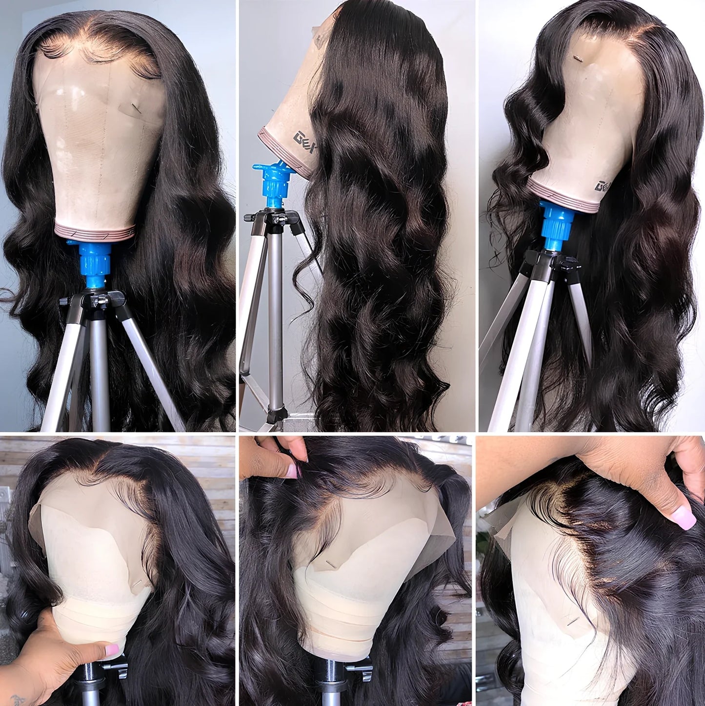 Brazilian human hair lace front wig with body wave texture showing natural hairline and 13x4 inch parting space