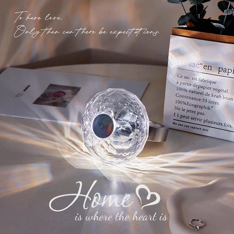 Diamond Ring Projector Lamp with dimmable ambient light for bedroom decoration