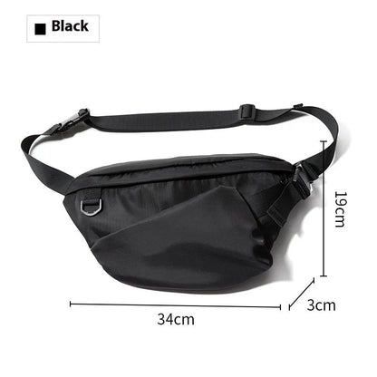 Black men's 8-inch Oxford fabric chest bag with slanted Japanese leisure design