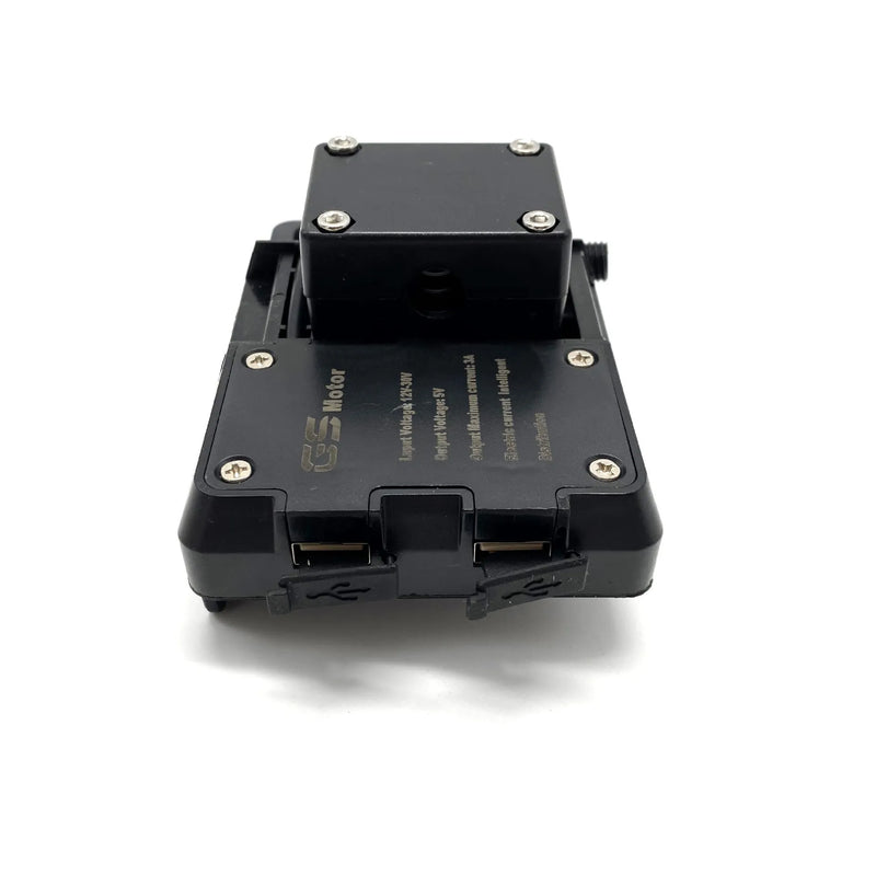 Waterbird ADV modified mobile phone navigation bracket for BMW R1200GS and R1250GS motorcycles constructed from black ABS plastic with dimensions 190mm by 130mm by 90mm