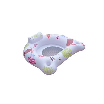 White U-shaped inflatable float with LED lights, dimensions 120x120cm, on water