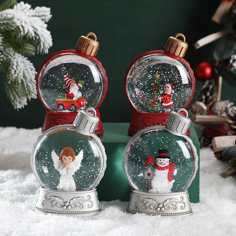 LED Christmas scene light decoration with battery power showing multiple character designs