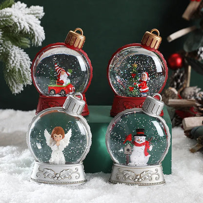 LED Christmas scene light decoration with battery power showing multiple character designs