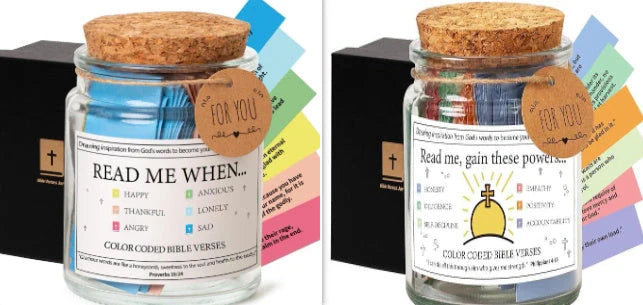Bible Verses In A Jar glass container with 90 inspirational verses