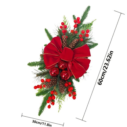 Red non-shine flocking garland in 45cm and 60cm lengths for stair and floor decoration