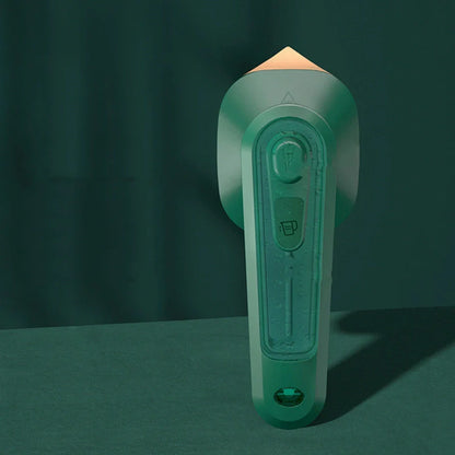 Dark green handheld portable garment ironing machine with titanium panel