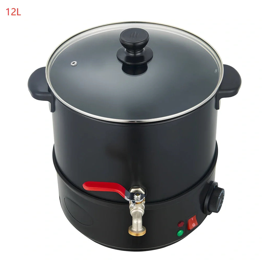 Black electric wax melting machine with food-grade certification and multiple capacity options from 6L to 20L