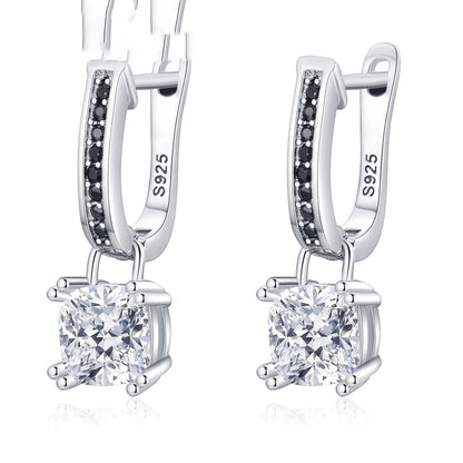 Elegant copper-plated square zircon stud earrings in a modern, natural design
