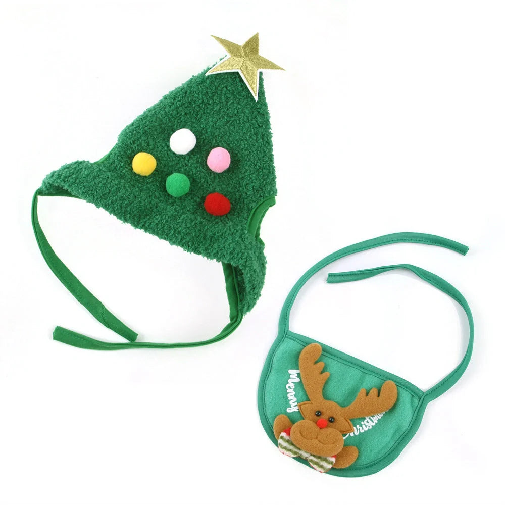 Christmas pet costume with velvet material and elastic antlers for winter warmth