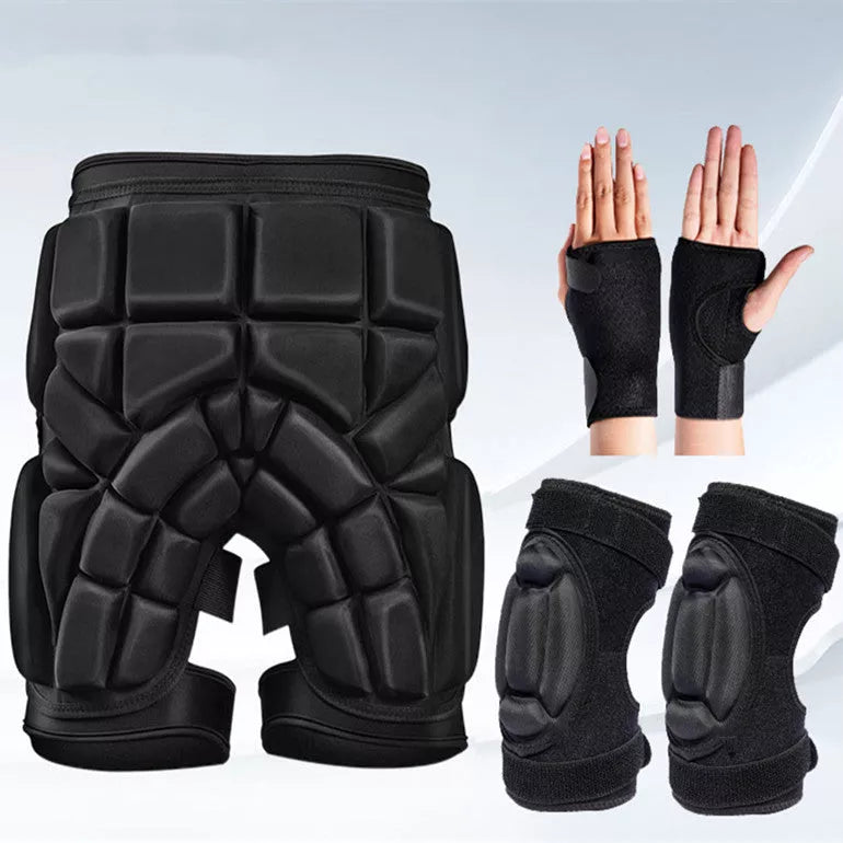 Roller skating and skiing hip, knee, and elbow protection set with adjustable straps