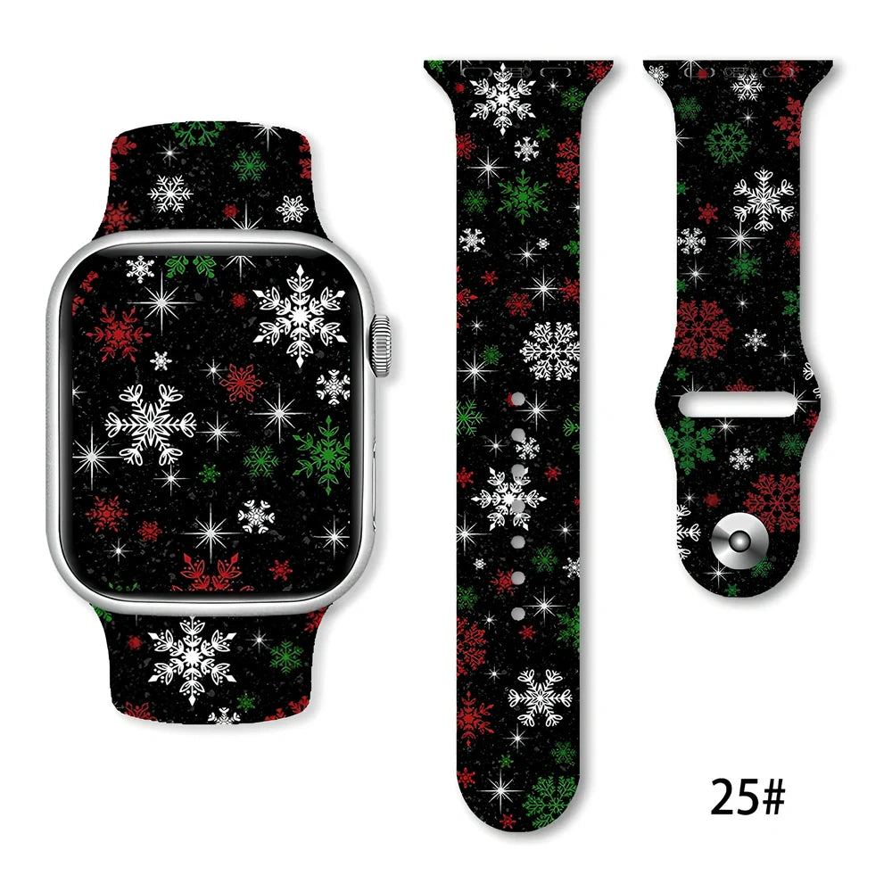Christmas silicone watch strap in solid colours fitting 38-49mm watches with 30 colour options