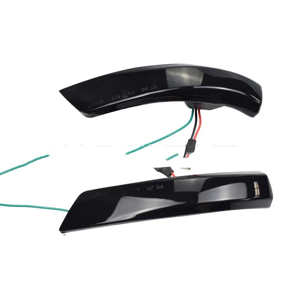A pair of ABS rearview mirror waterfall lights for Ford Focus and Mondeo, showing blue and yellow two-tone LED option.
