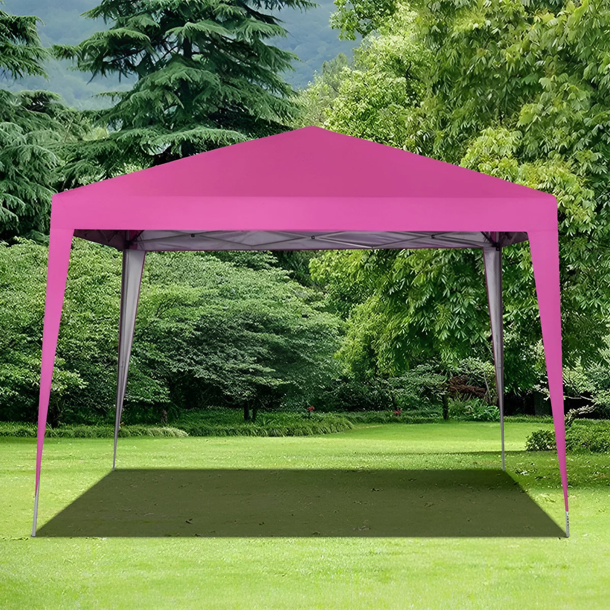 Four-corner folding exhibition tent, 3x3m, 300x300x220cm, available in blue, black, green, white or khaki with silver tape.