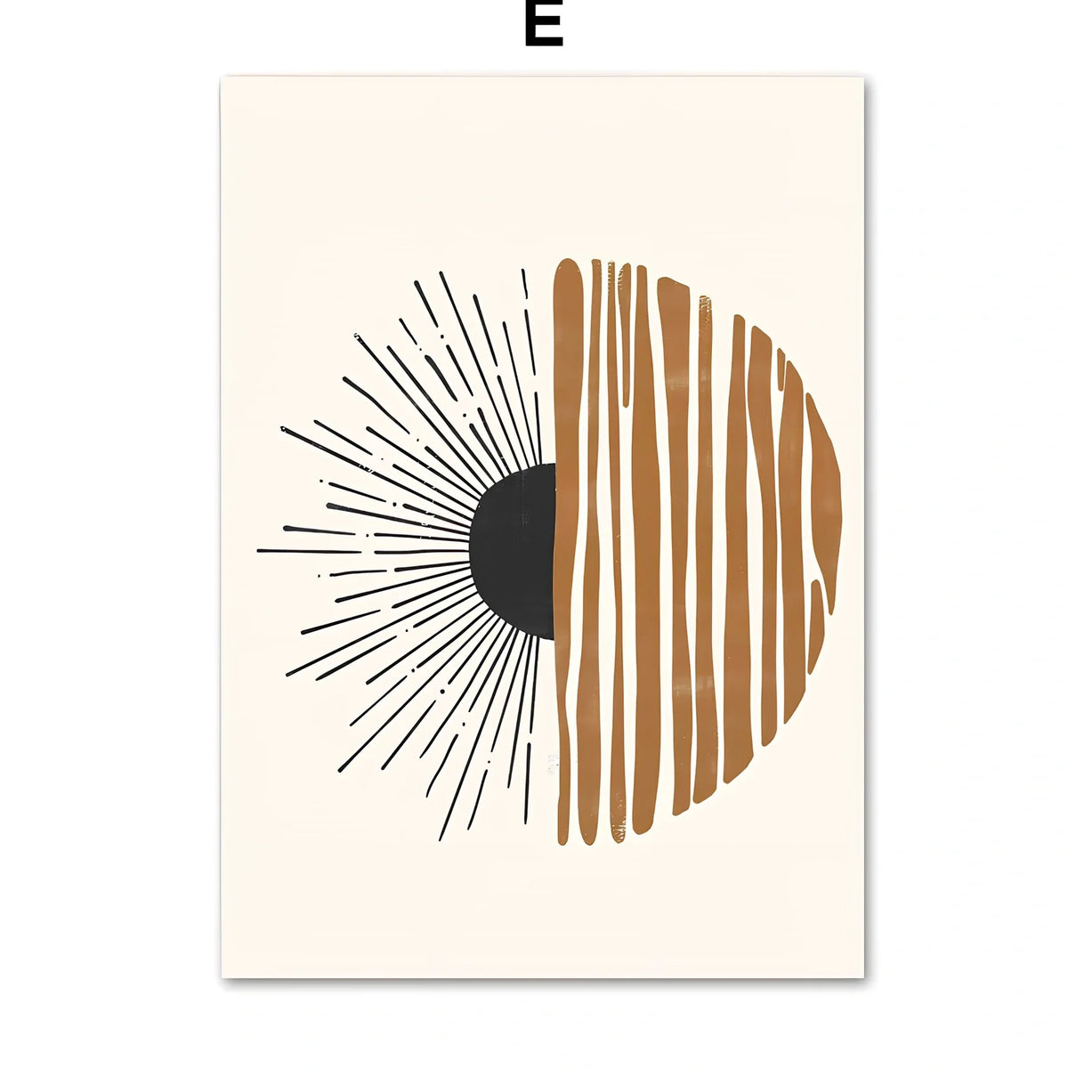 Line Leaves geometric abstract boho painting on canvas with frameless design showing precise dimensions