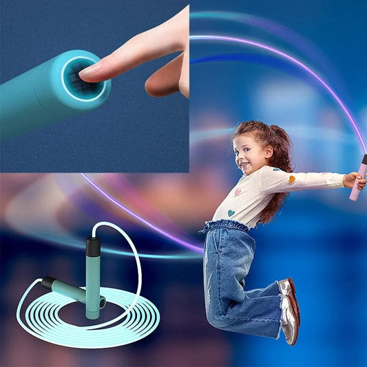LED illuminated skipping rope with adjustable 2.8m length and tangle-free PVC construction
