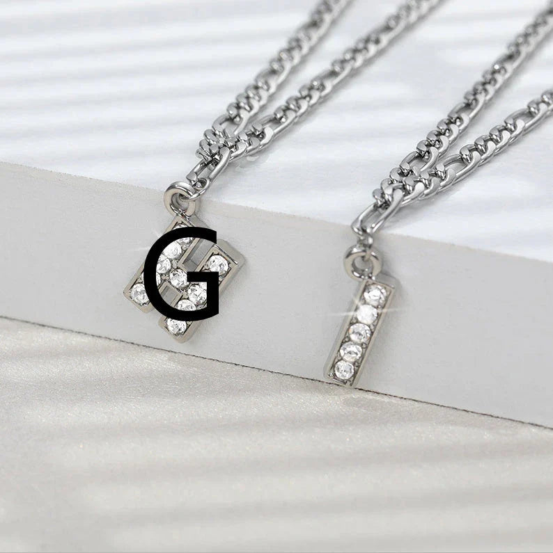 Personalized Stainless Steel Letter Anklet with Sparkling Zircon Accents