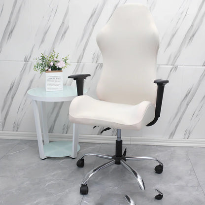 Stretch fabric gaming chair cover in navy blue colour on swivel chair