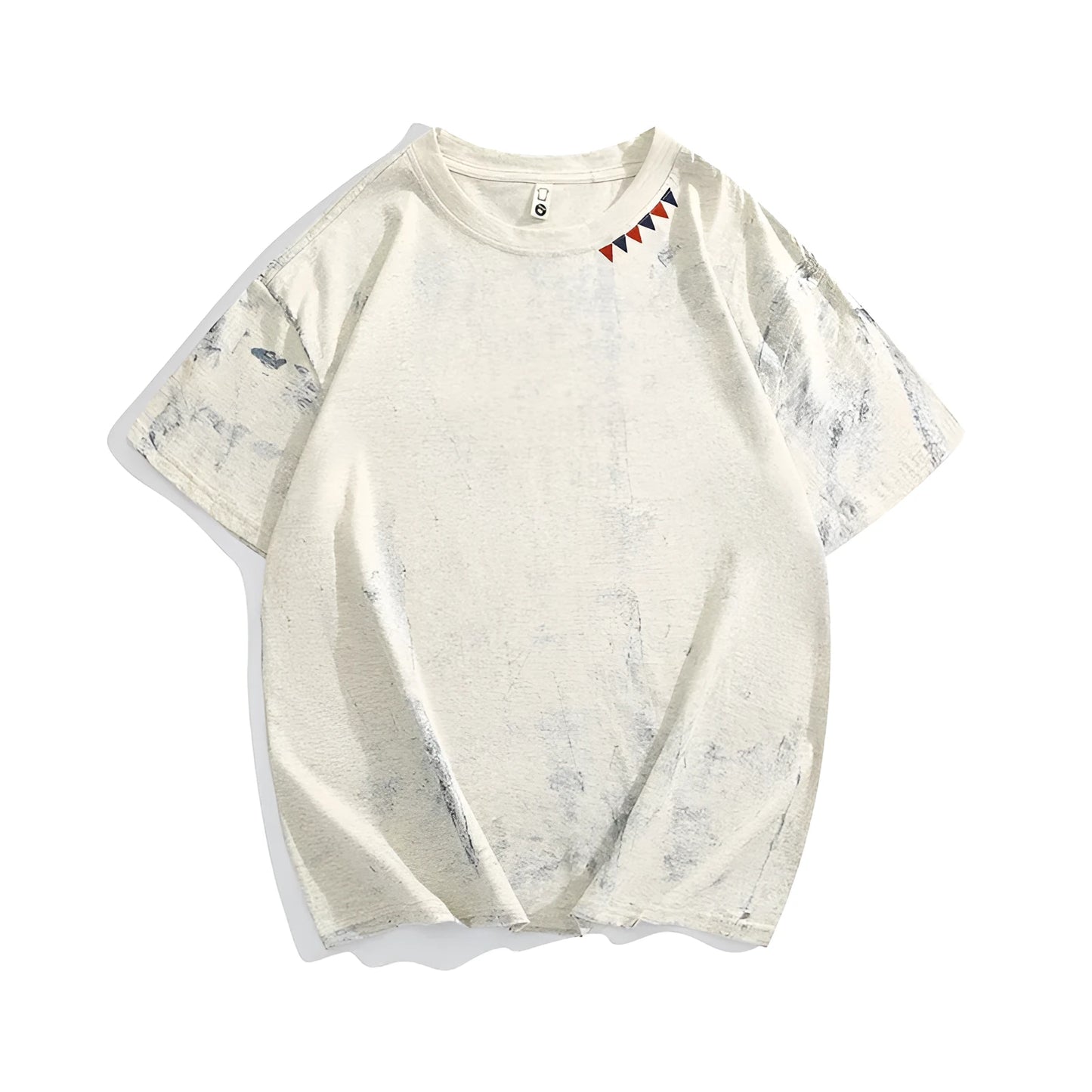 Grey tie dye pattern cotton t-shirt with loose fit and round neck collar
