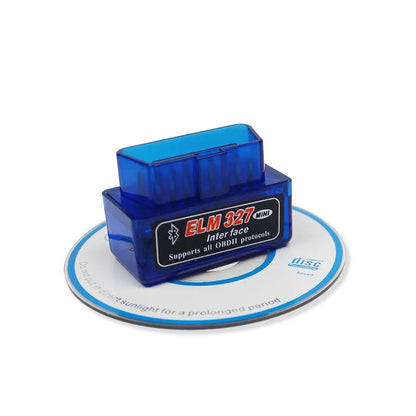 Dual-mode 5.1 Bluetooth auto fault detector on vehicle OBD2 port, compact size 45mm by 25mm by 65mm