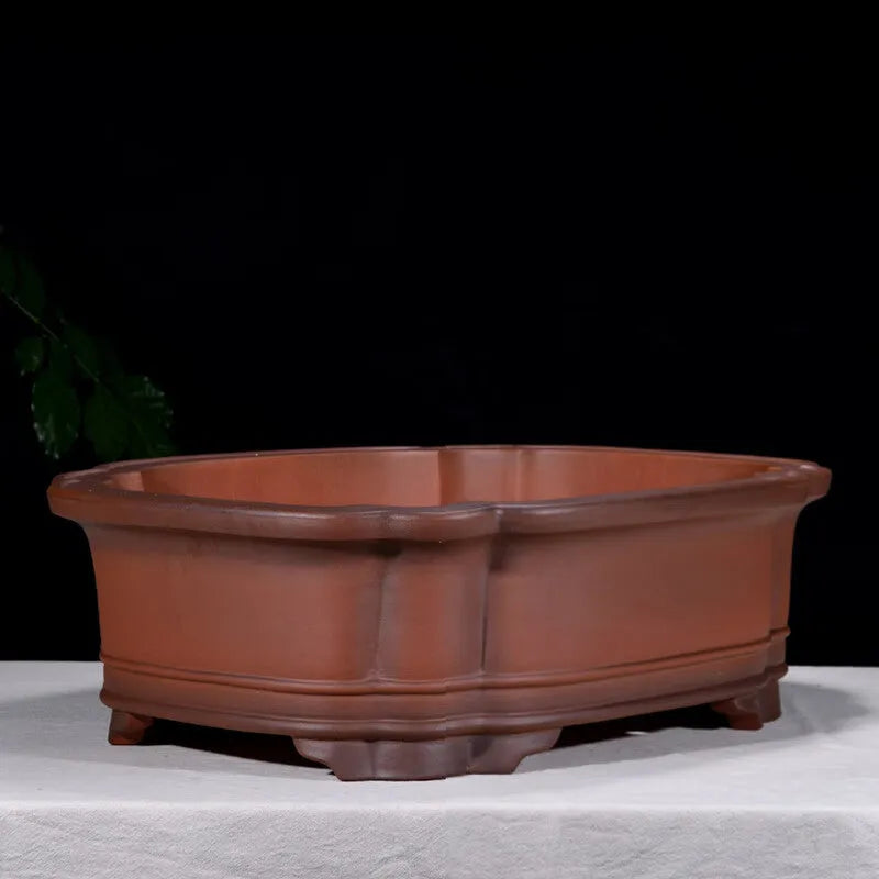 Chinese-style antique finish purple clay flowerpot measuring 71cm long by 54cm wide by 23cm high