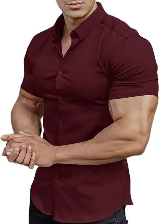 Men's casual short sleeve printed shirt in polyester available in multiple colours and sizes S to 5XL