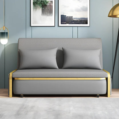 Dark grey foldable sofa bed with metal frame measuring 1.03 metres wide in both seating and sleeping configurations