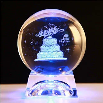 LED Music Box with luminous crystal ball showcasing Milky Way or Solar System design