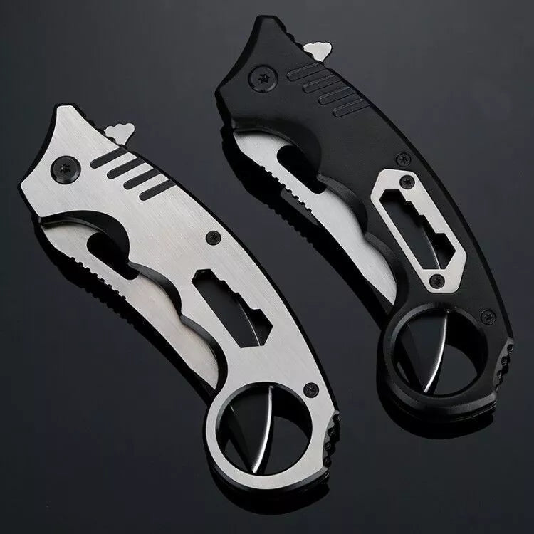Folding knife with nut driver and back clamp for outdoor survival