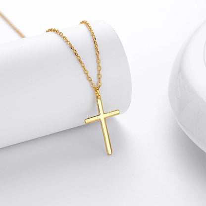 S925 sterling silver necklace with cross pendant on adjustable 41-50cm chain in gold plating