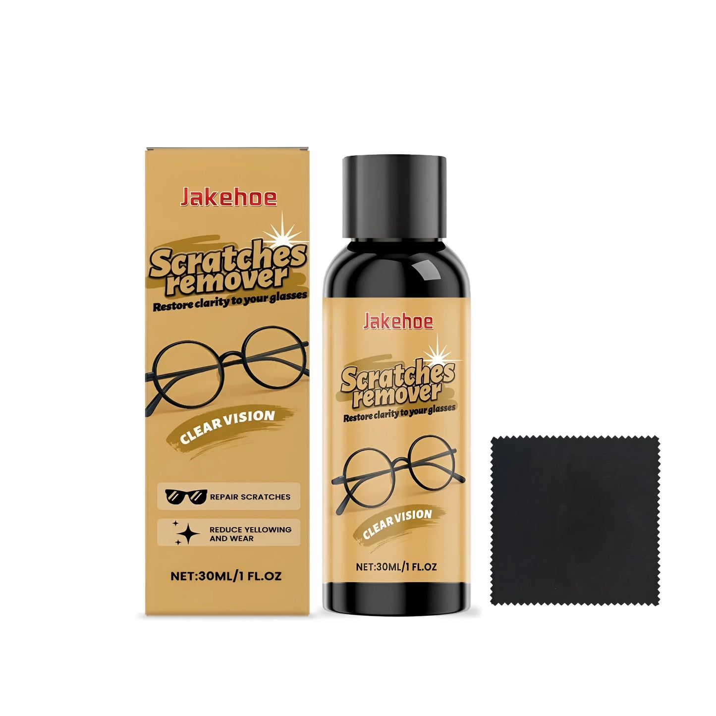 30ml glasses scratch remover bottle and polishing cloth for spectacle and sunglass lens care