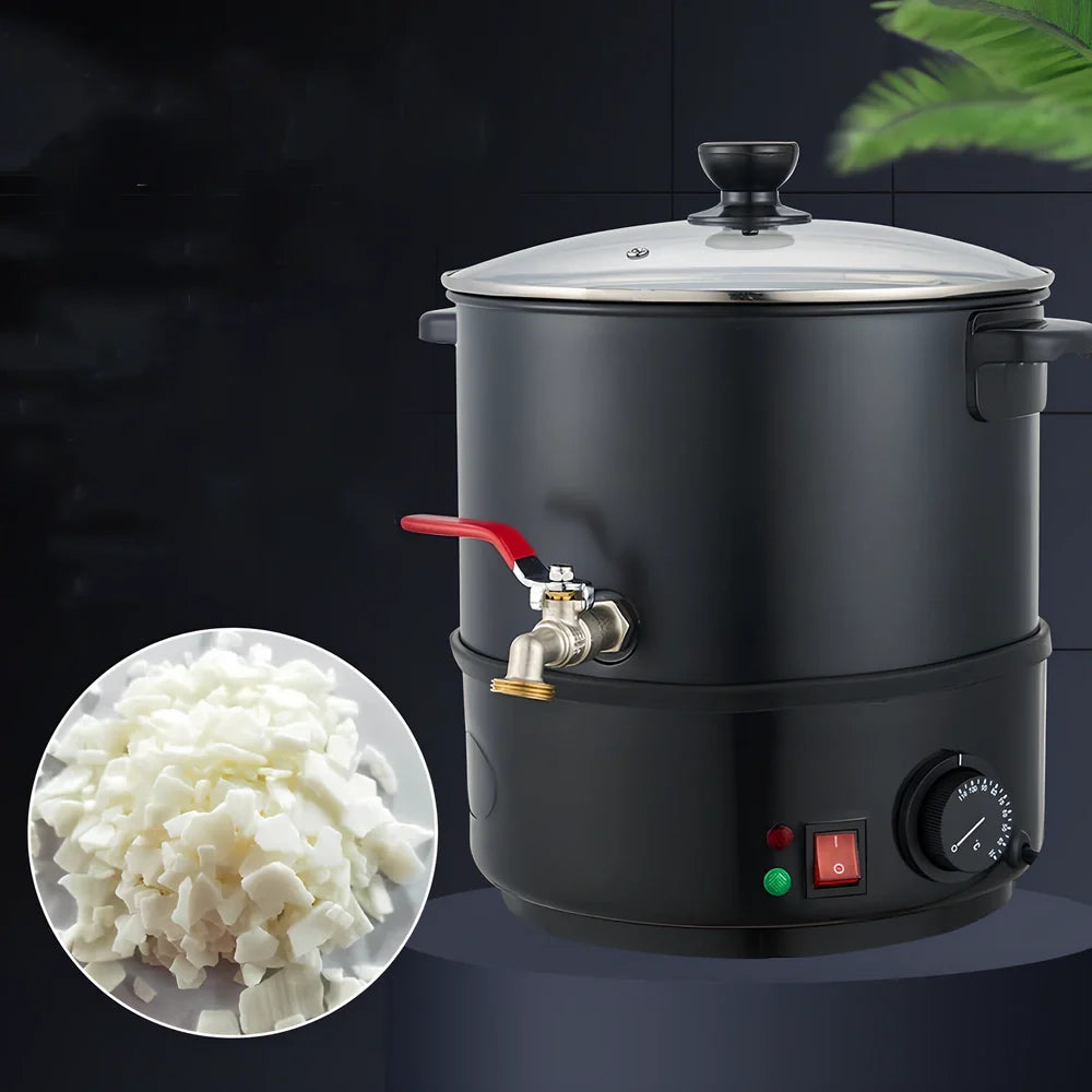Black electric wax melting machine with food-grade certification and multiple capacity options from 6L to 20L