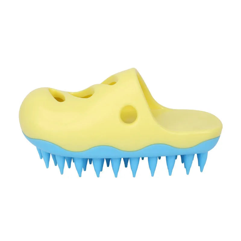 TPR pet bath massage cleaning brush for dogs in blue and yellow colour options