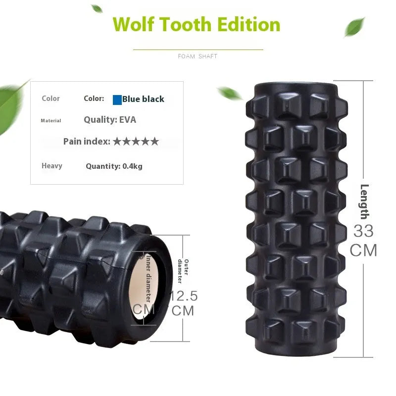 33cm black foam roller with six gear massage bars for muscle relief