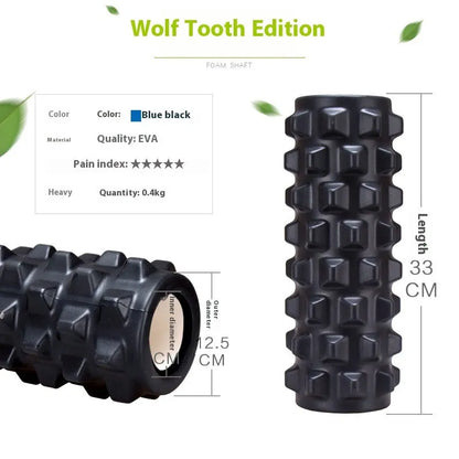 33cm black foam roller with six gear massage bars for muscle relief