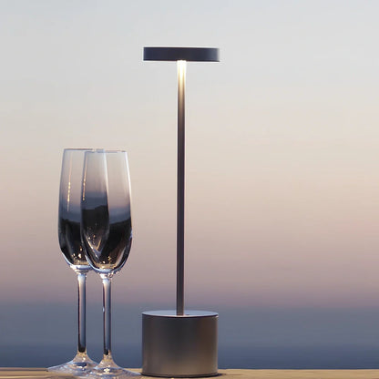 LED rechargeable touch night light in aluminium construction with touch dimming control