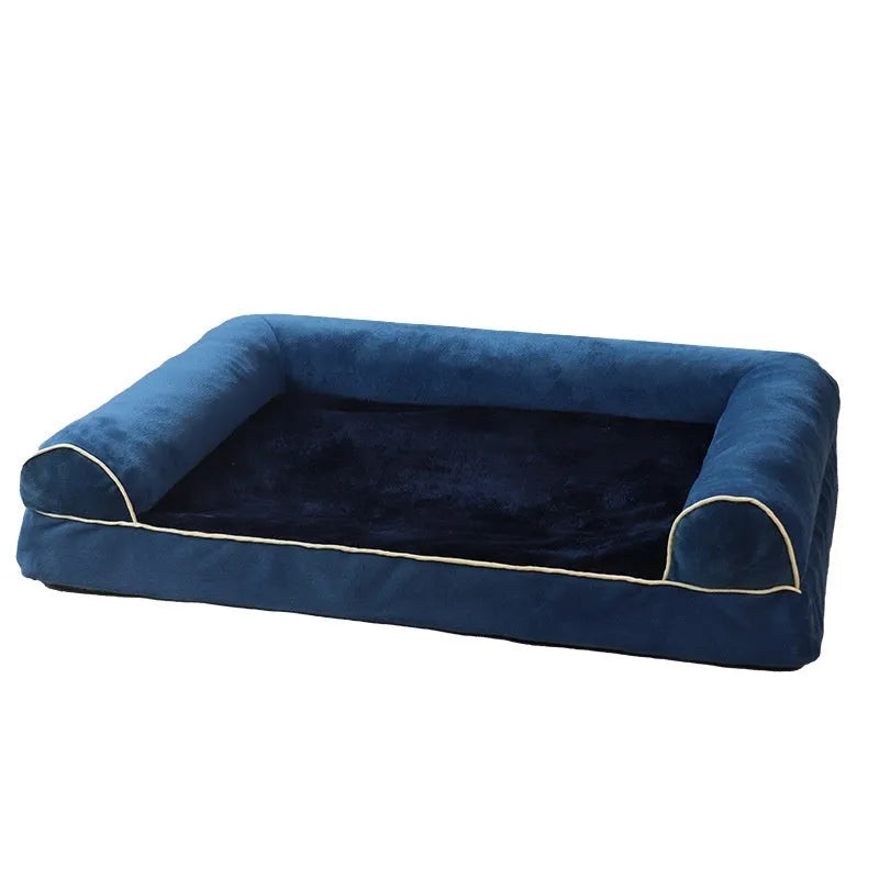 Square grey dog bed with 19cm thick breathable sponge and removable cloth cover for orthopaedic support