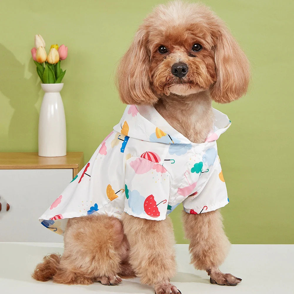 Cartoon umbrella pattern waterproof raincoat for dogs and cats in bright colours