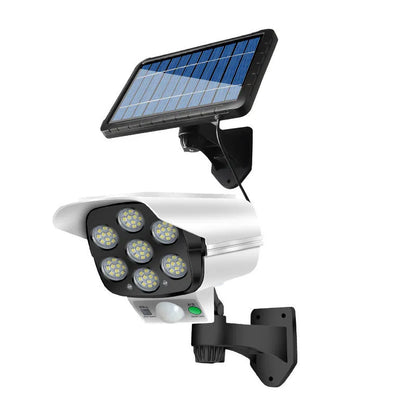 Solar simulation monitor lamp with abstract design for outdoor courtyard wall installation
