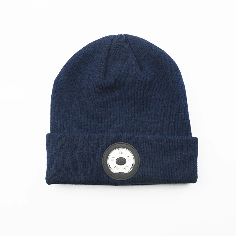 Warm Bluetooth Beanie with wireless music, hands-free calls, and outdoor lighting for active lifestyles